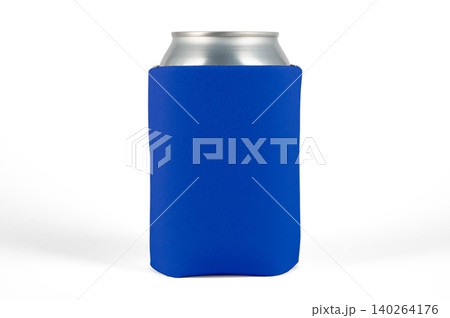 Can cooler sleeve on isolated background. Neoprene can cooler blank. 140264176
