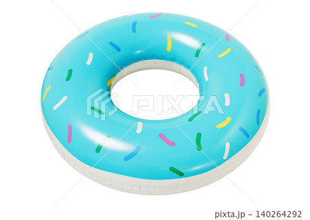 Donut Inflatable Swim Ring, Summer Pool Float Isolated on White Background Donut Inflatable Swim Ring, Summer Pool Float Isolated on White Background 140264292