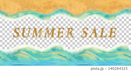 Hand-painted watercolor ocean seamless border with flowing turquoise waves, sandy beach, bright central text area. Coastal design background for invitations, branding, packaging, summer projects Hand-painted watercolor ocean seamless border with flowing turquoise waves, sandy beach, bright central text area. Coastal design background for invitations, branding, packaging, summer projects 140264325