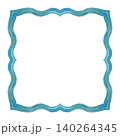 Blue square frame inspired by ocean waves and coastal textures. Hand-painted watercolor elegant aqua borders for invitations, branding, wedding stationery, cards and summer design projects 140264345