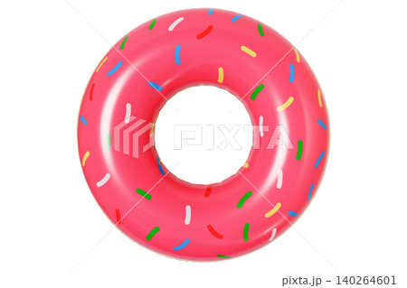 Donut Inflatable Swim Ring, Summer Pool Float Isolated on White Background Donut Inflatable Swim Ring, Summer Pool Float Isolated on White Background 140264601
