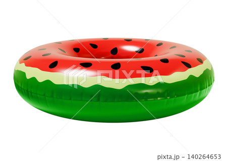 Watermelon Inflatable Swim Ring Summer Pool Float Isolated on White Background 140264653