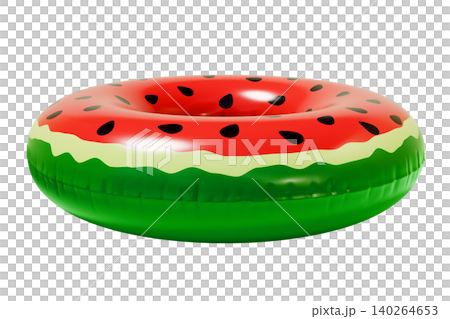 Watermelon Inflatable Swim Ring Summer Pool Float Isolated on White Background 140264653