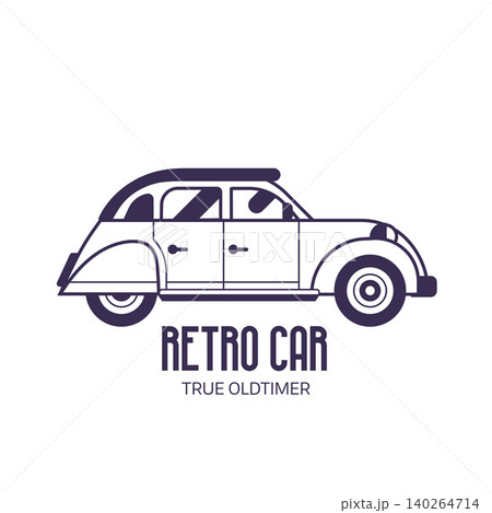 French Retro Car Logo Template in Line Art 140264714