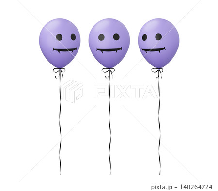 Funny Halloween balloon. White balloon with vampire face. 3d rendered illustration 140264724