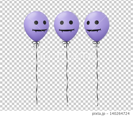 Funny Halloween balloon. White balloon with vampire face. 3d rendered illustration 140264724