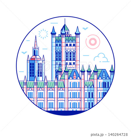 Westminster Palace Houses of Parliament Line Icon 140264728