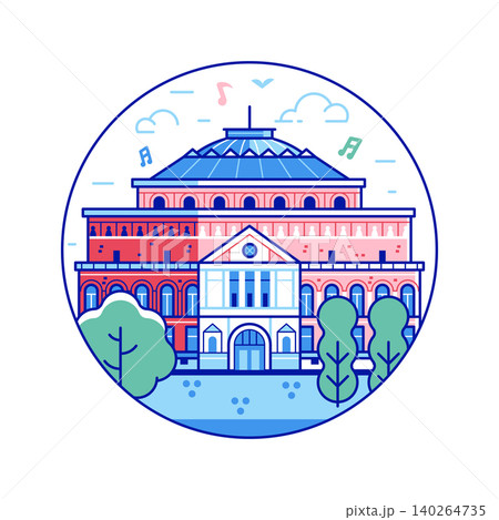 Royal Albert Hall London Landmark Line Icon 140264735