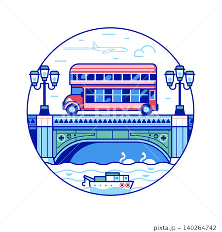 London Bus on Westminster Bridge Line Icon London Bus on Westminster Bridge Line Icon 140264742