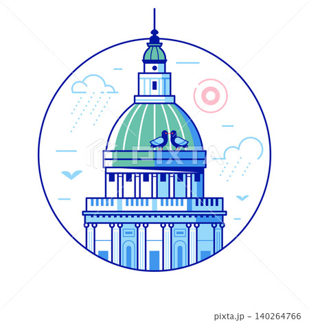 Saint Paul Cathedral Dome Icon in Line Art 140264766