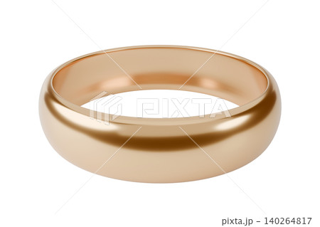 Gold wedding ring on white isolated background. 3d rendering 140264817
