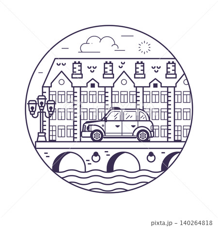 London Terraced Historical Houses Circle Icon 140264818