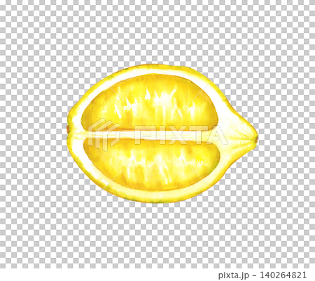 Watercolor lemon half isolated on white background. Hand-painted longitudinal slice of yellow citrus fruit illustration for design, food packaging, and patterns Watercolor lemon half isolated on white background. Hand-painted longitudinal slice of yellow citrus fruit illustration for design, food packaging, and patterns 140264821