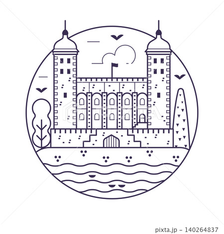 Tower of London Castle Landmark Line Icon Tower of London Castle Landmark Line Icon 140264837