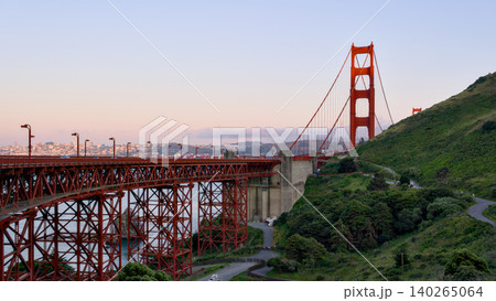 Golden Gate Bridge from Marin Headlands at dusk Golden Gate Bridge from Marin Headlands at dusk 140265064