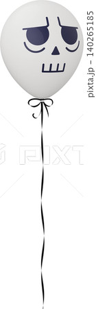 Funny Halloween balloon. White balloon with skull face. 3d rendered illustration. 140265185