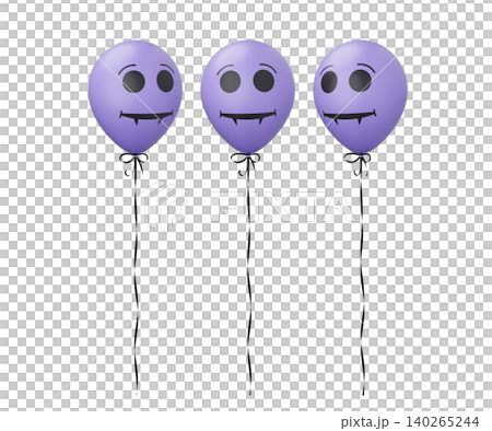 Funny Halloween balloon. White balloon with vampire face. 3d rendered illustration Funny Halloween balloon. White balloon with vampire face. 3d rendered illustration 140265244