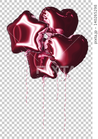 Shiny red balloons in different shapes like classic, star, heart on an isolated background. Balloon bunch of pink balloons. 3d rendering Shiny red balloons in different shapes like classic, star, heart on an isolated background. Balloon bunch of pink balloons. 3d rendering 140265298