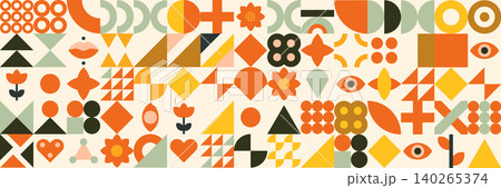 Abstract geometric pattern. Modern poster design. Neo geometric style. Vector illustration 140265374