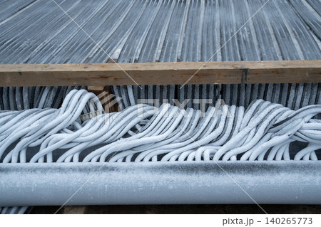 Refrigerant pipeline of engineering system for skating rink cooling. Preparation for winter 140265773