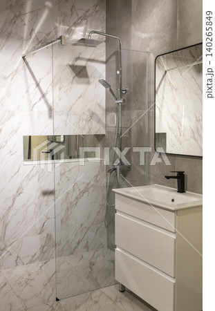 Contemporary Bathroom Design Featuring Smart Illuminated Mirror and Sink Contemporary Bathroom Design Featuring Smart Illuminated Mirror and Sink 140265849