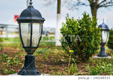 City street lighting. Simple lantern with LED bulb 140266555