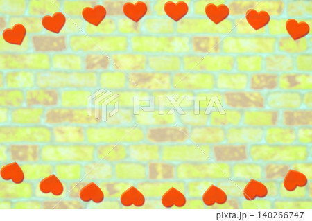 Hearts up down on positive funny azure yellow brick wall Hearts up down on positive funny azure yellow brick wall 140266747