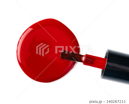 Close up of a nail polish puddle over white background 140267211