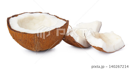 Coconut pieces isolated on a white background 140267214