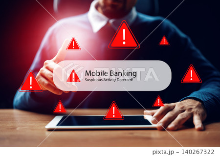 Scam call text message warns users about suspicious banking activity on mobile devices 140267322