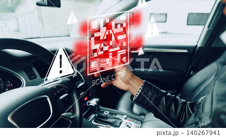 Scam call sms message alert in a car interior during daytime 140267941