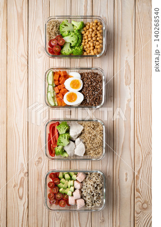 Healthy meal prep containers quinoa rice Healthy meal prep containers quinoa rice 140268540