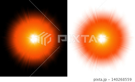 Vibrant orange sunburst flare with radiating glowing rays on black and transparent backdrop, concept of dynamic stellar energy Vibrant orange sunburst flare with radiating glowing rays on black and transparent backdrop, concept of dynamic stellar energy 140268559