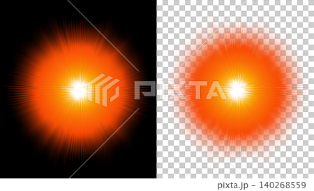 Vibrant orange sunburst flare with radiating glowing rays on black and transparent backdrop, concept of dynamic stellar energy Vibrant orange sunburst flare with radiating glowing rays on black and transparent backdrop, concept of dynamic stellar energy 140268559