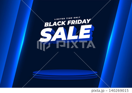 3d style black friday sale promo background with empty podium stand 140269015