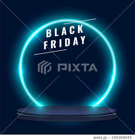 neon style black friday holiday sale offer template with 3d podium stand neon style black friday holiday sale offer template with 3d podium stand 140269043