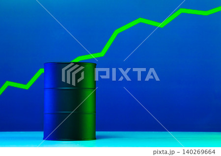 Price of american oil is changing concept. Black barrel with oil and graph Price of american oil is changing concept. Black barrel with oil and graph 140269664