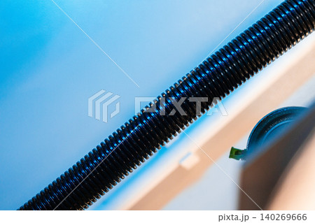 Close up of a plastic corrugated hosepipe in industrial factory 140269666