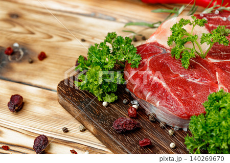 Raw meat slice for grill with seasoning Raw meat slice for grill with seasoning 140269670