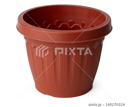 Empty plastic flowerpot isolated on white background 140270324