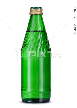 Mineral water in glass bottle with cap isolated on white Mineral water in glass bottle with cap isolated on white 140270332