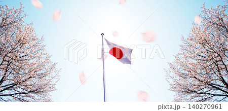 日本国旗と桜 日本国旗と桜 140270961