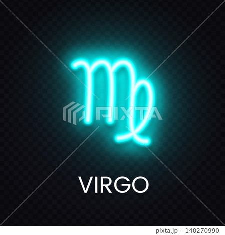 Blue Virgo zodiac neon sign isolated on transparent background. Bright astrology icon for horoscope concept, mystical banner and cosmic artwork. Blue Virgo zodiac neon sign isolated on transparent background. Bright astrology icon for horoscope concept, mystical banner and cosmic artwork. 140270990