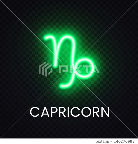 Green Capricorn neon sign with glowing light effect. Bright zodiac illustration for astrology template, horoscope branding and celestial graphic. Green Capricorn neon sign with glowing light effect. Bright zodiac illustration for astrology template, horoscope branding and celestial graphic. 140270995