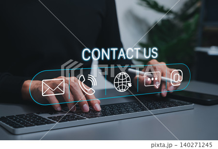 Contact us customer support and business communication concept. email, phone, website, call and online service icons for helpdesk, feedback, sale inquiry, client care, chat support message, assistance Contact us customer support and business communication concept. email, phone, website, call and online service icons for helpdesk, feedback, sale inquiry, client care, chat support message, assistance 140271245