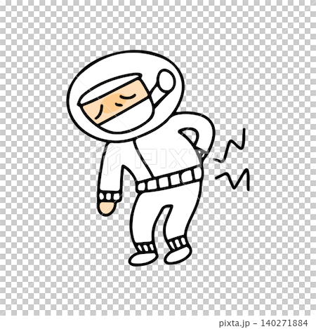 労働で腰を痛めておさえる工場作業員のイラスト 労働で腰を痛めておさえる工場作業員のイラスト 140271884