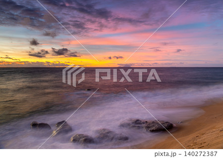 海亀産卵地永田いなか浜夕景 マジックアワー 屋久島(夏 海亀産卵地永田いなか浜夕景 マジックアワー 屋久島(夏 140272387