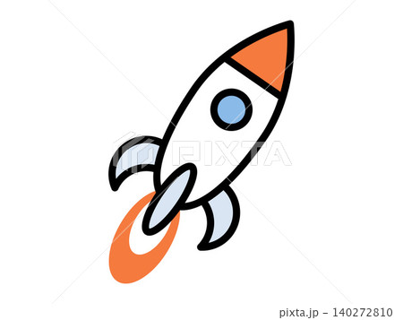 Rocket ship launching upwards vector illustration. Startup launch, business growth, space exploration, innovation, technology development, project success. Spacecraft taking off with fire 140272810