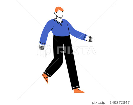 Man walking forward in casual clothes vector illustration. Lifestyle, career growth, daily routine, active movement, personal development, urban life. Male character stepping ahead Man walking forward in casual clothes vector illustration. Lifestyle, career growth, daily routine, active movement, personal development, urban life. Male character stepping ahead 140272847