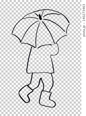 雨天撐傘的人的線條畫插圖 雨天撐傘的人的線條畫插圖 140273463